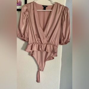 Express Silk 3/4 sleeve Bodysuit, pink blush